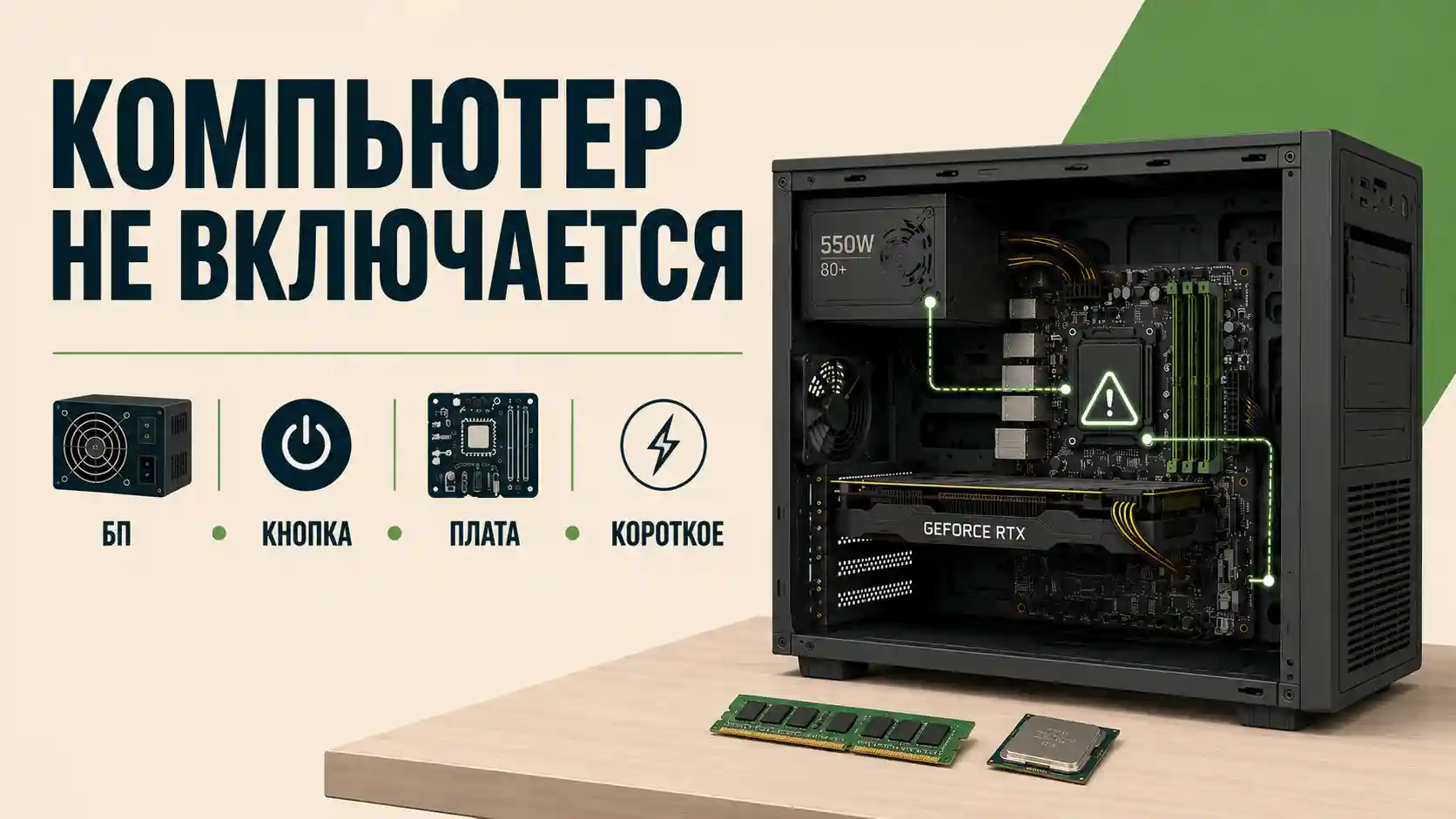 Компьютер не включается — блок питания, кнопка, плата или короткое замыкание
