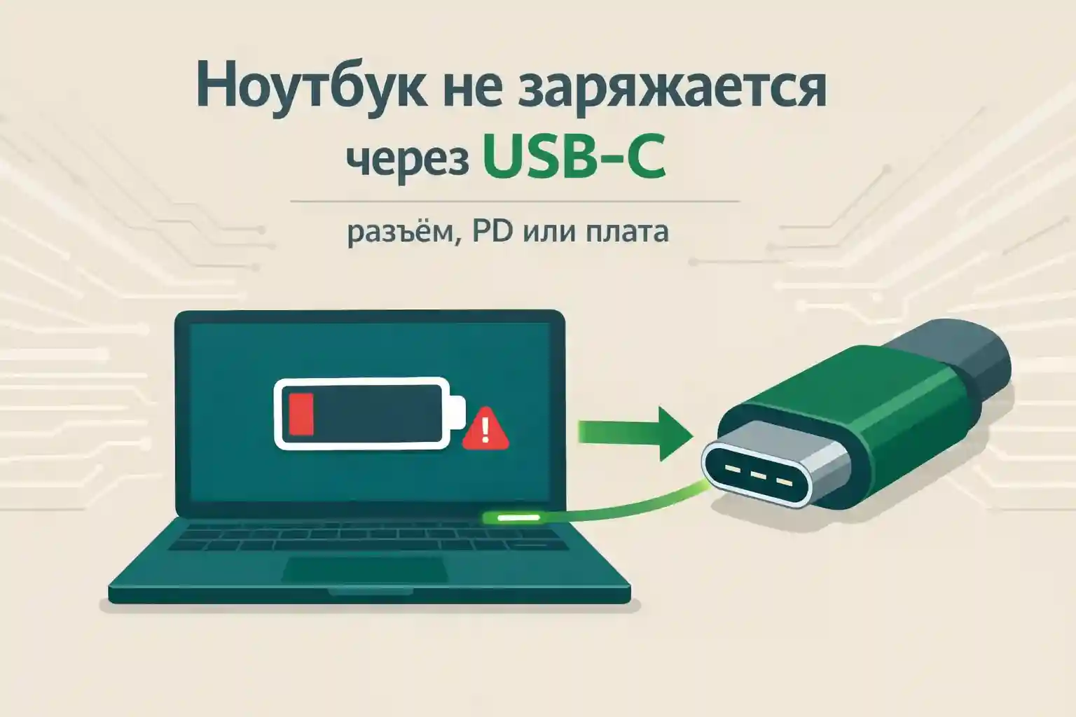 Ноутбук не заряжается через USB-C: разъём, PD или плата