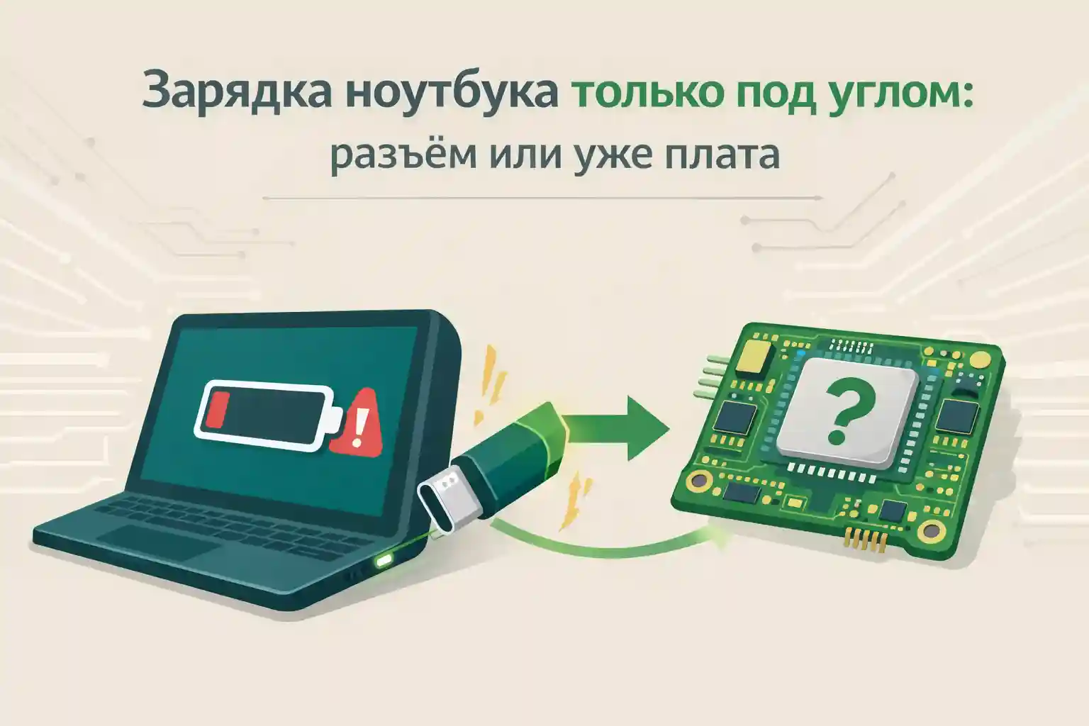 Зарядка ноутбука только под углом: разъём или уже плата